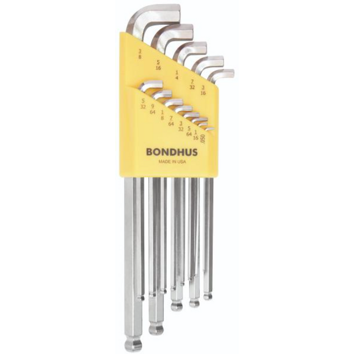 BONDHUS SBLX13B Stubby BriteGuard BallEnd Hex Key 13pcs Set 0.050"-3/8"