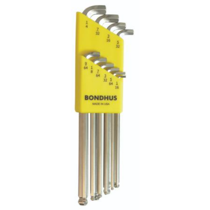 BONDHUS SBLX10B Stubby BriteGuard BallEnd Hex Key 10pcs Set 1/16"-1/4"