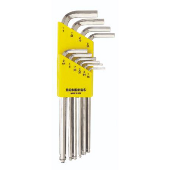 BONDHUS BLX10B BriteGuard BallEnd Hex Key 10pcs Imperial Set