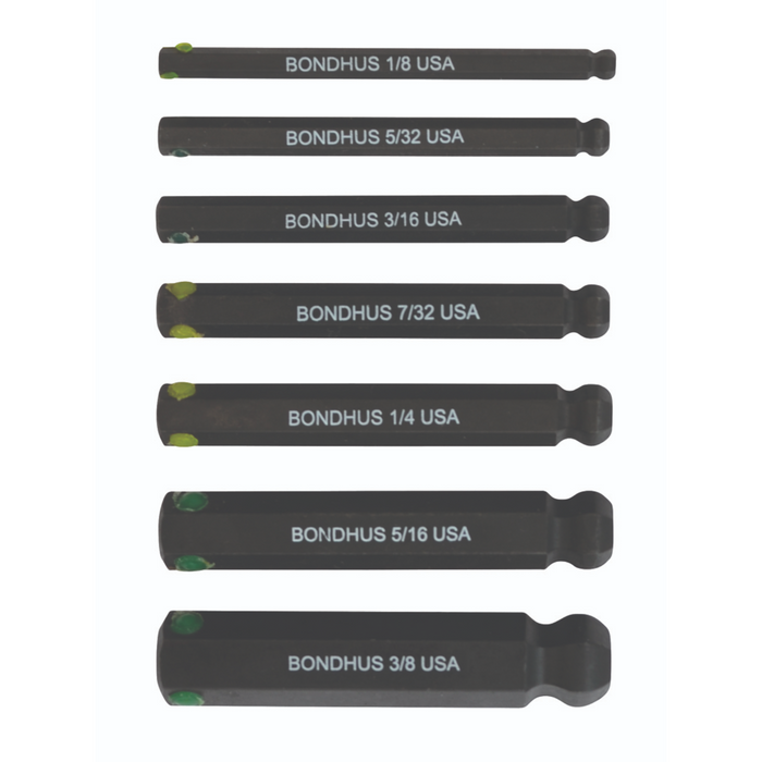 BONDHUS PHBX7-2 BallEnd ProHold InHex Bits 7pcs Imperial Set 1/8"-3/8"