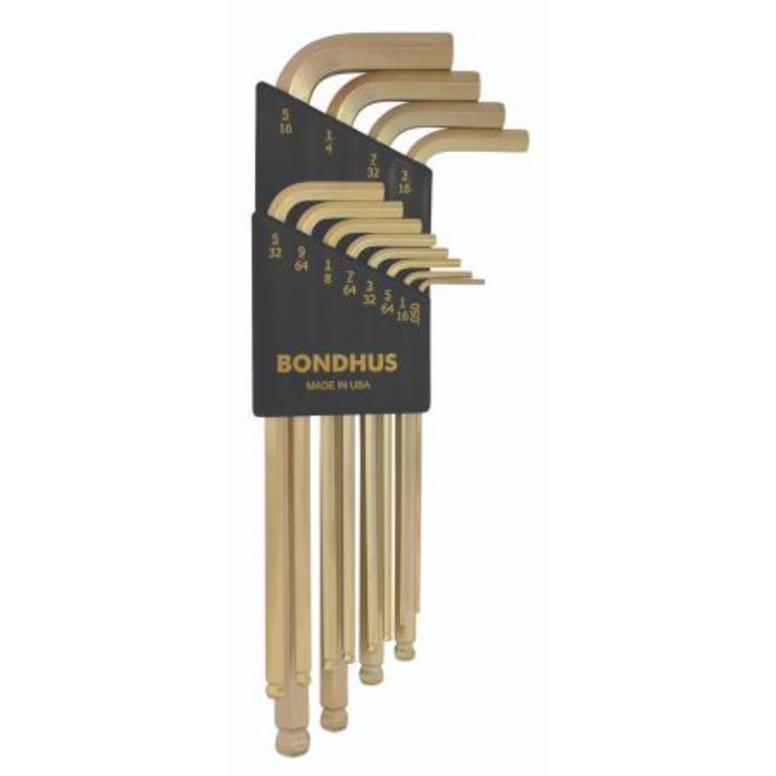 BONDHUS BLX12G Gold BallEnd Hex Keys 12pcs Imperial Set 0.050"-5/16",