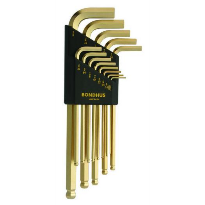 BONDHUS BLX13G Gold BallEnd Hex Keys 13pcs Imperial Set