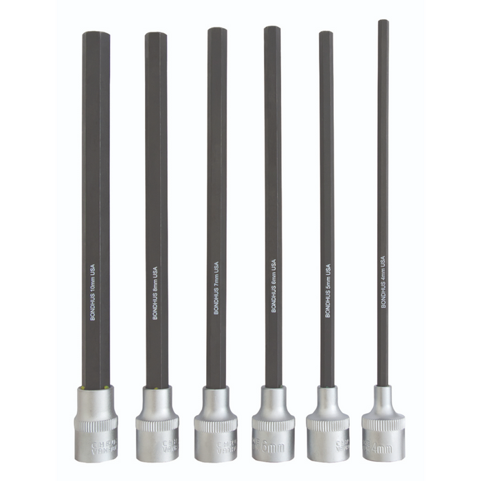 BONDHUS PHX6M/S-6 ProHold InHex Sockets & Bits 6pcs Metric Set 4mm-10mm
