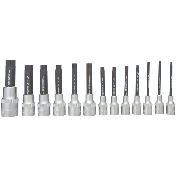 BONDHUS PHTX13/S-2 Torx ProHold InHex Bits & Socket 13pcs Torx Set TX8-TX60