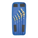 A set of  5 Bondhus Hex Pro Pivot Wrenches with long handles and a chrome finish. packed in a blue heavy duty fabric case with velcro closure