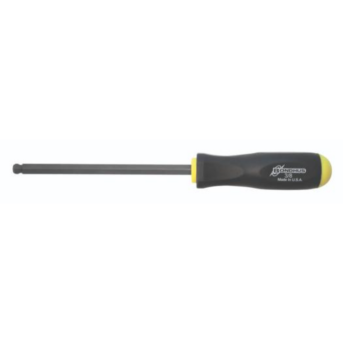 Single Imperial Standard BallEnd Screwdrivers 3/8 printed on the black and yellow ergonomic handle