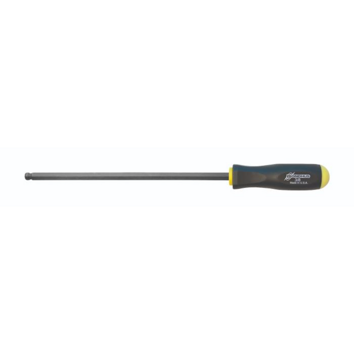 Single Imperial Standard BallEnd Screwdriver with a black and yellow handle on a white background