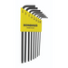 A set of BONDHUS branded ball end hex keys in a yellow and black color scheme, displayed in a row with sizes marked on a yellow label.