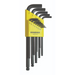A set of BONDHUS brand ball end hex keys in Imperial sizes, from 0.050 inches to 3/8 inches, displayed in a yellow and black holder.