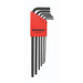 A set of six BONDHUS BLX6M BallEnd Hex Keys in metric sizes, with red and black handles, displayed in a line against a white background.