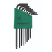 A close-up of a Torx BallStar L-Wrench 8 pc set in a green storage case. T25 to T6 printed on casing