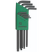 A close-up of a Torx BallStar L-Wrench 8 pc set with a gray ProGuard finish. in a green storage case