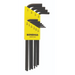A set of 10 Bondhus hex keys in Imperial sizes from 1/16 inch to 1/4 inch, displayed in a yellow and black color scheme.