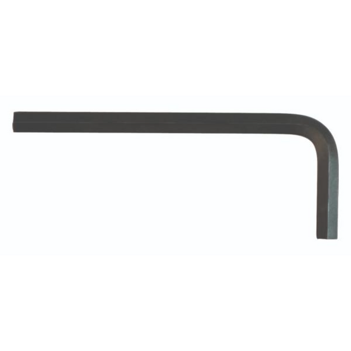 Single black hex L wrench on a white background