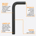 Black hex key tool with features highlighted on a white background