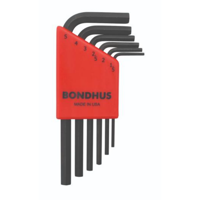 A set of 6 BONDHUS branded hex keys in sizes 1.5mm, 2mm, 2.5mm, 3mm, 4mm, 5mm