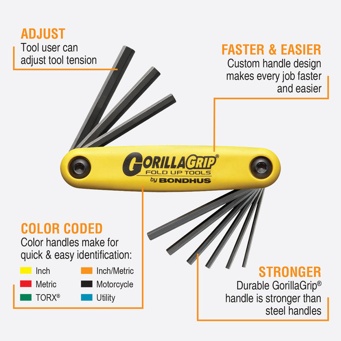 BONDHUS Gorilla Grip Hex fold up Key Set Twin Pack HF16