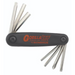 A black fold-up key set with 7 silver hex keys, labeled 'Gorilla Grip' by BONDHUS, designed for Harley Davison motorcycles.