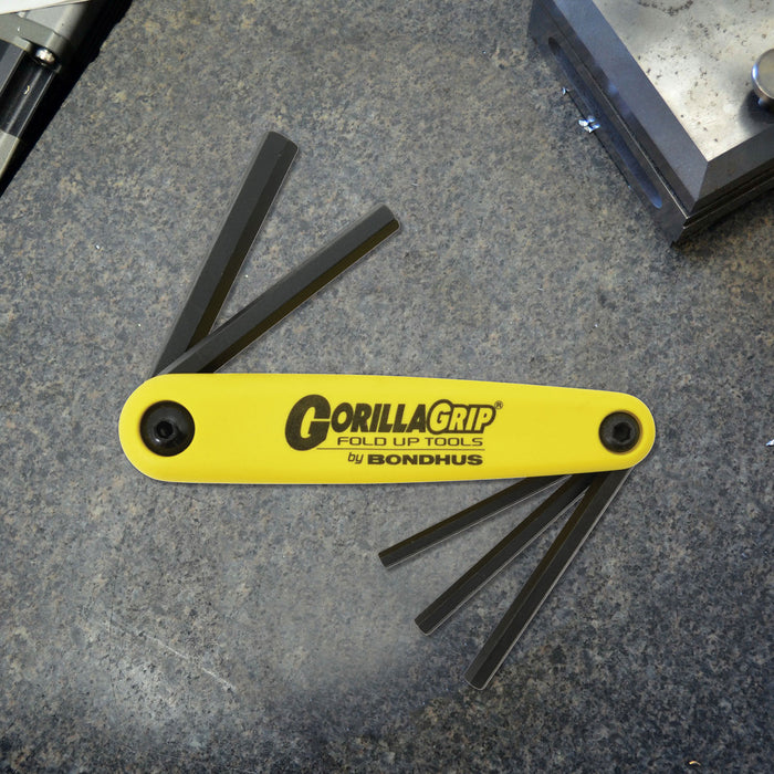 BONDHUS Gorilla Grip Hex fold up Imperial Key Set 3/16-3/8 Hex HF5