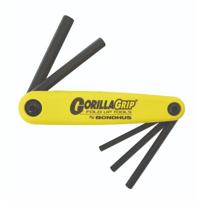 BONDHUS Gorilla Grip Hex fold up Imperial Key Set 3/16-3/8 Hex HF5