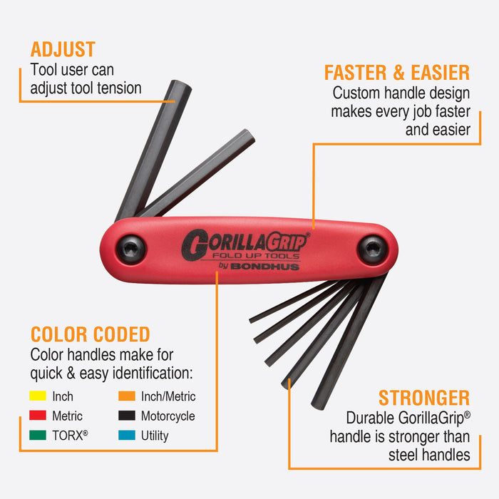 BONDHUS Gorilla Grip Hex fold up Metric Key Set 2-8mm HF7M