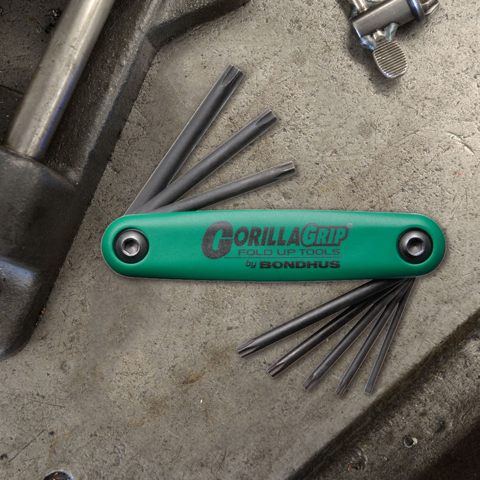 BONDHUS Gorilla Grip fold up Torx Key Set TX9-TX40 TF8