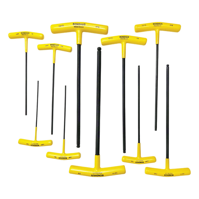 BONDHUS BTX10 T-Handle Ball End Driver Hex 10pcs Imperial Set 3/32"-3/8"