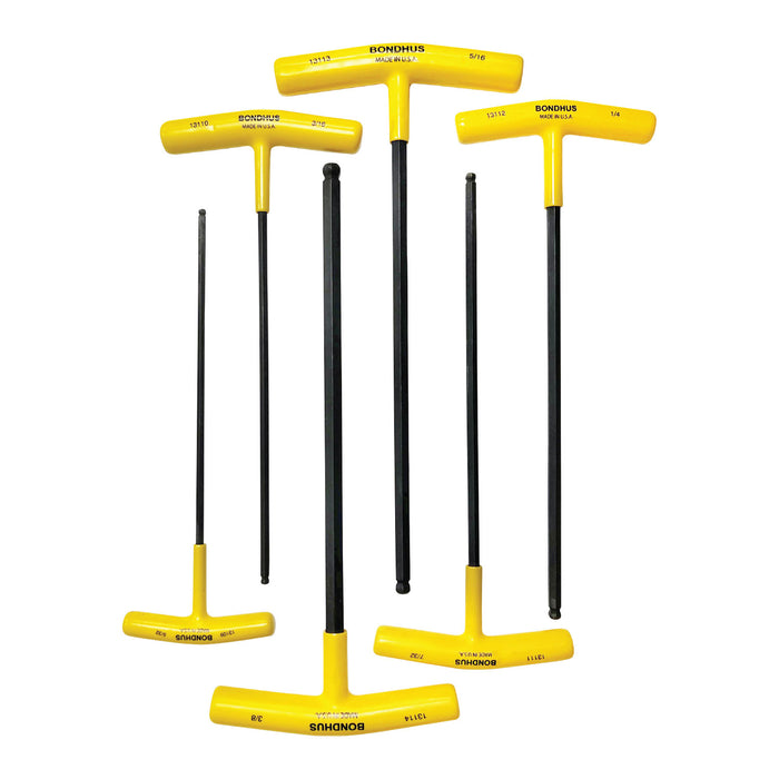 BONDHUS BTX60 T-Handle Ball Driver Hex 6pcs Imperial Set 5/32"-3/8"