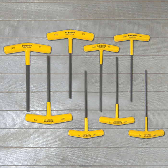 BONDHUS HTX80-6 T-Handle 6" Hex Driver 8pcs Imperial Set 3/32"-1/4"