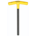 A yellow and black Bondhus T-handle with a hex end, designed for impact driving, with a welded handle/blade connection and ergonomic handle design.