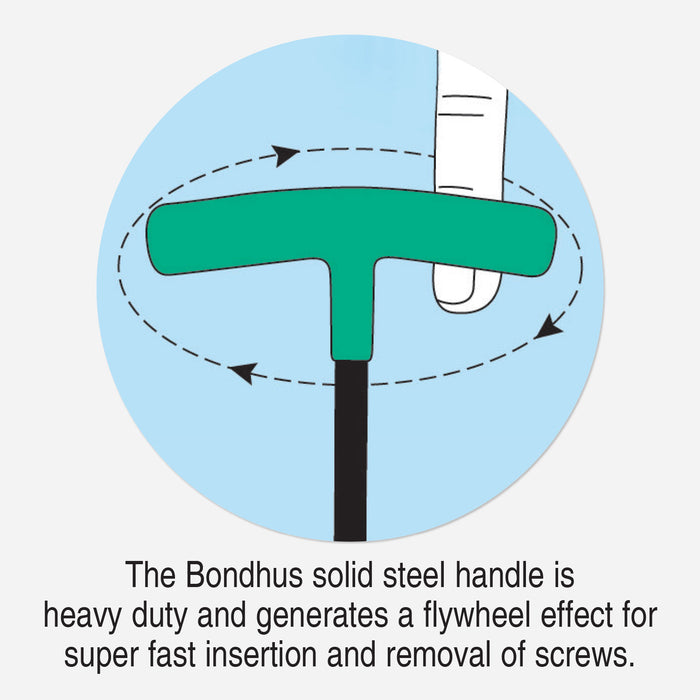 BONDHUS HTX10-9 T-Handle 9" Hex Driver 10pcs Imperial Set 3/32"-3/8"