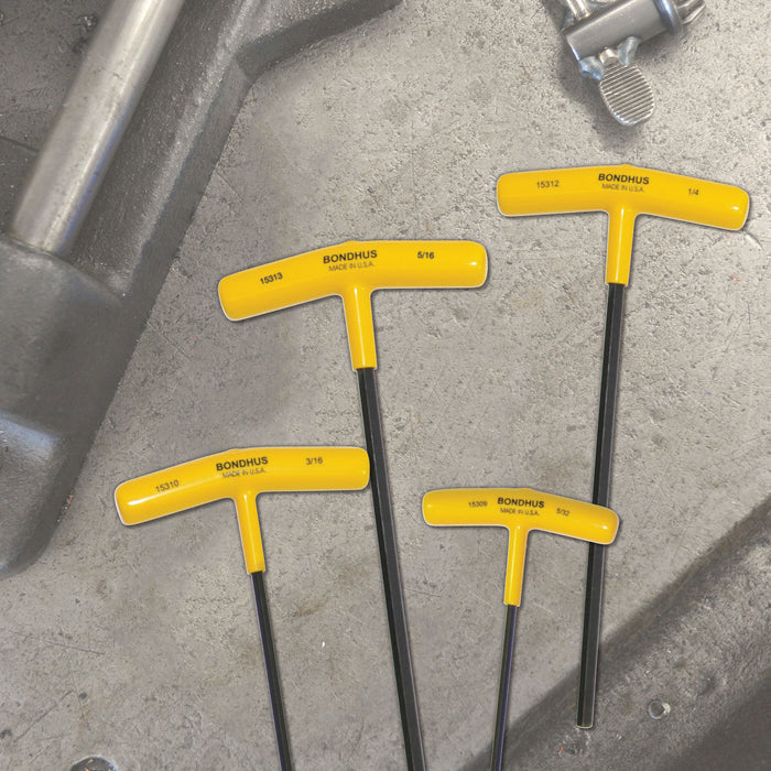 BONDHUS HTX10-9 T-Handle 9" Hex Driver 10pcs Imperial Set 3/32"-3/8"