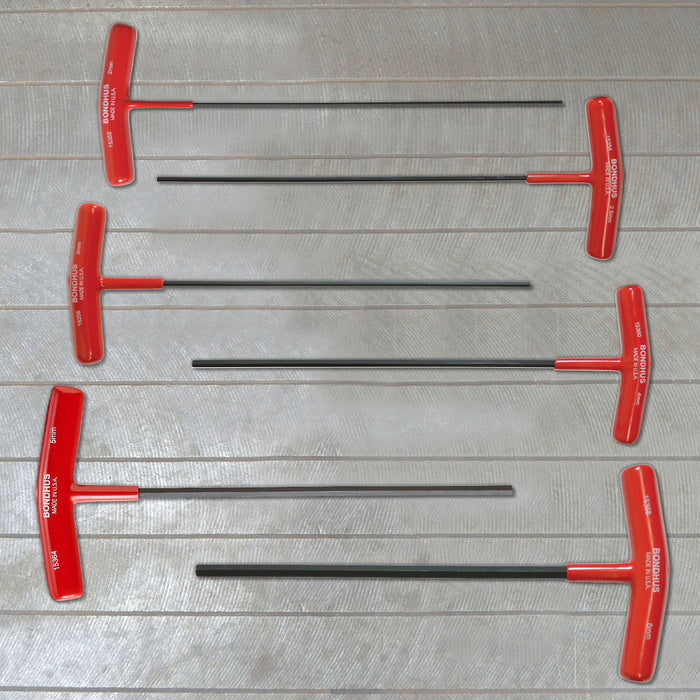 BONDHUS HTX60M-9 T-Handle 9" Hex End Driver 6pcs Metric Set 2-6mm