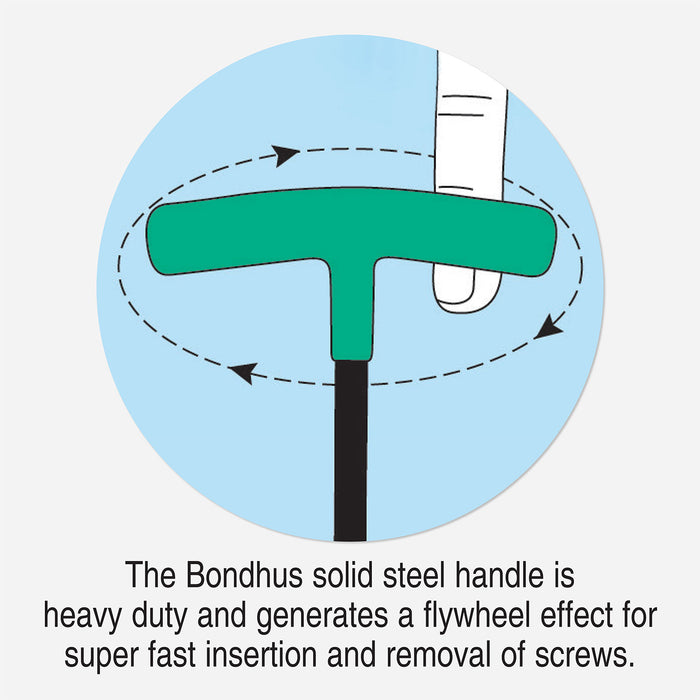 BONDHUS HTX10S-9 T-Handle 9" Hex Key Driver 10pcs Imperial Set+Stand 3/32"-3/8"