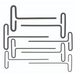 A set of 8 T-handle loop hex key drivers, varying in size, with a 6-inch length.