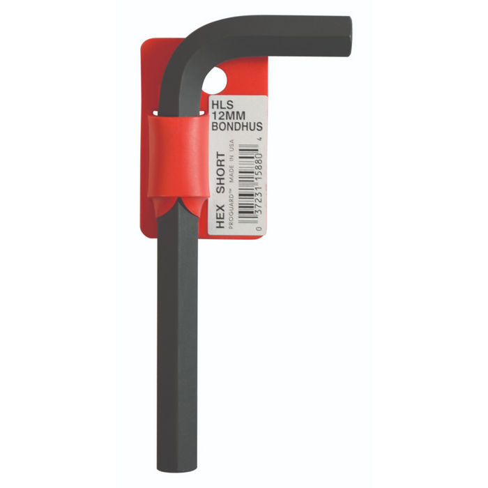 single black short hex key 12mm diameter in red hanging display packaging