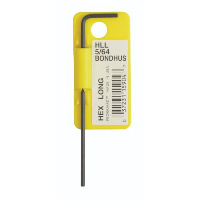 Single 5-64 inch diameter long hex key on a yellow display hanger