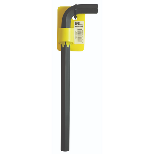 Single Long Hex End Imperial L-Wrench  with 5/8 printed on the barcode label attached to the yellow plastic holder