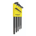 A set of 13 Bondhus Stubby BallEnd Hex Keys in Imperial sizes, displayed in a yellow and black color-coded case.