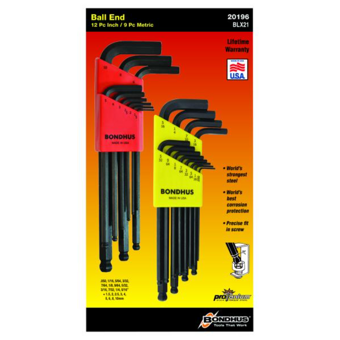 BONDHUS BLX21 Double Pack BallEnd Hex Key Set BLX9mm & BLX12