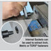 Person using a tool to extract fasteners with an inset showing the tool's detail.