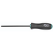 Single tamper resistant torx screwdriver with black and green handle on a white background