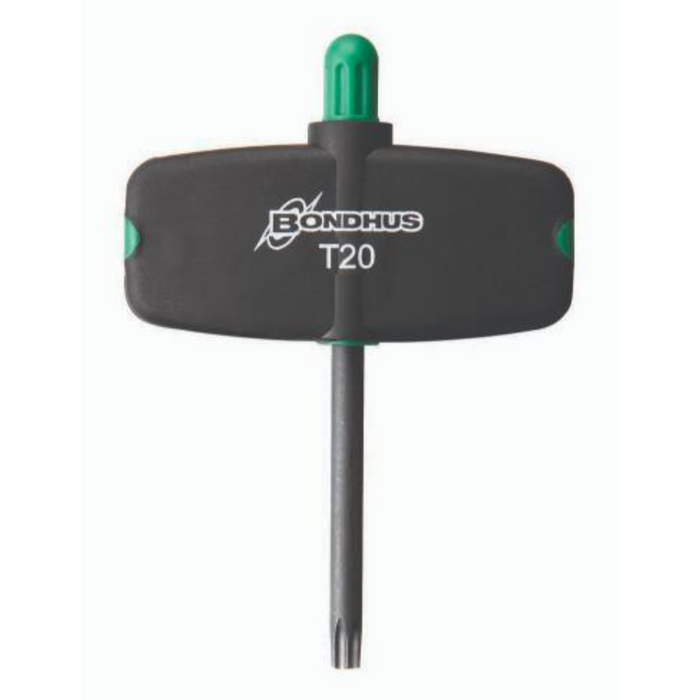 Single Torx Wing tool with Bondhus T20 printed on the black flag with green hightlights