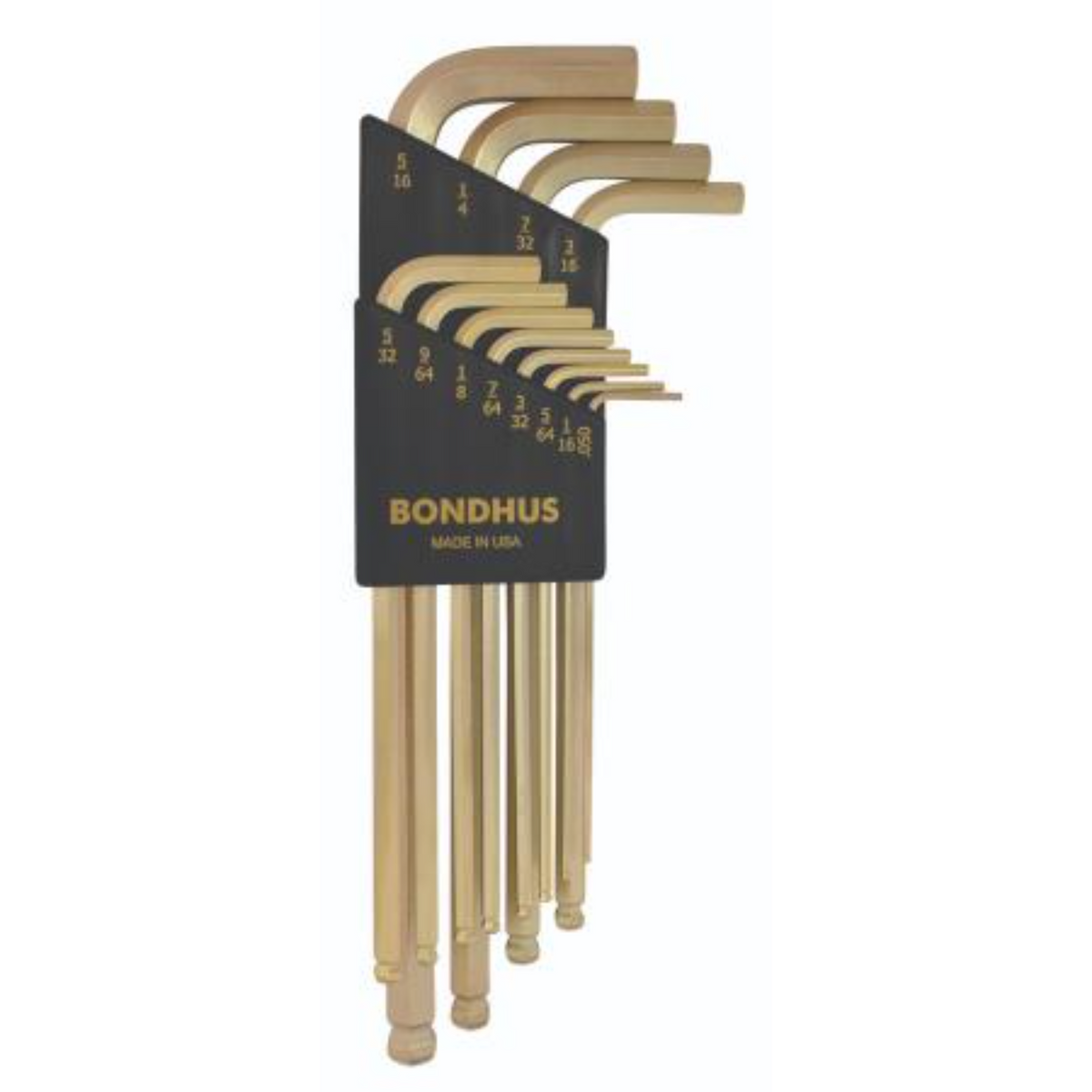 BONDHUS BLX12G Gold BallEnd Hex Keys 12pcs Imperial Set 0.050