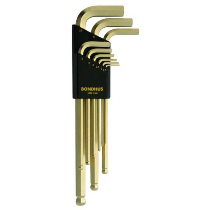 BONDHUS BLX9MG Gold Guard BallEnd Hex Keys 9pcs Metric