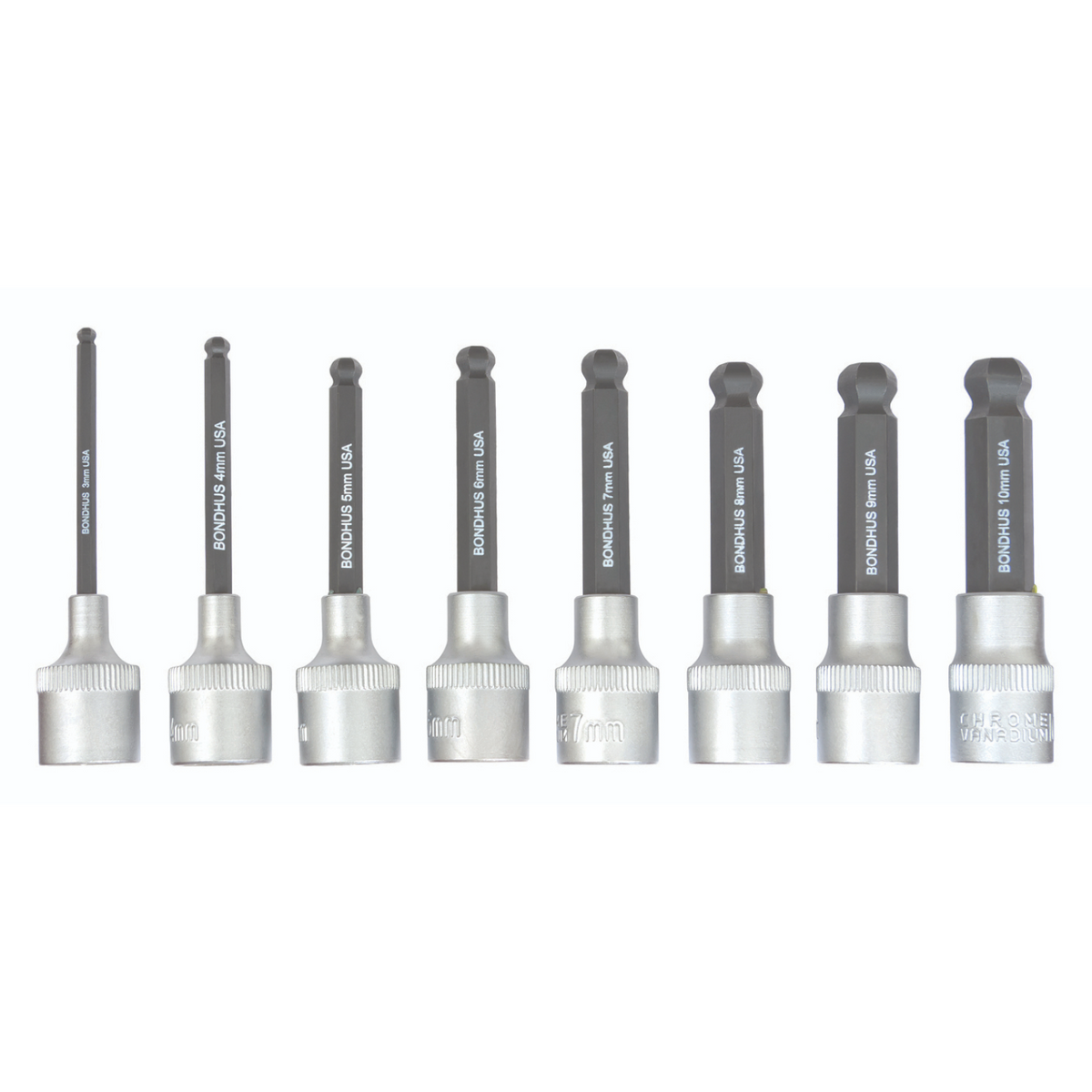 BONDHUS PHBX8M/S-2 ProHold BallEnd InHex Sockets & Bits 8pcs Metric Se ...