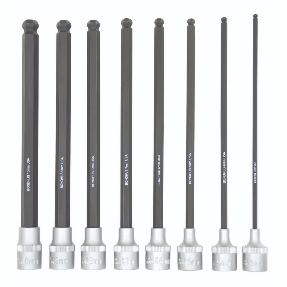 BONDHUS PHBX8M/S-6 ProHold BallEnd InHex Sockets & Bits 8pcs Metric Se ...