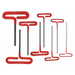 A set of red T-handle hex keys with a cushion grip, including various sizes from 2mm to 10mm, displayed on a white background.