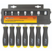 A set of 7 BONDHUS Imperial nut drivers with black and yellow ergonomic handles and chrome plated shafts.
