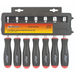 Se of 7 Metric Nut Driver in black plastic holder on a white background